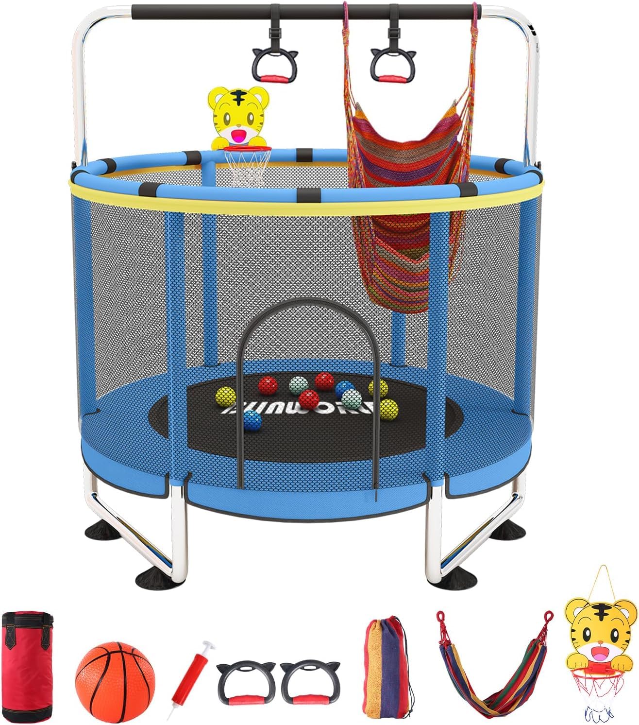 **Best Kids Trampoline with Basketball Hoop - Adjustable Indoor/Outdoor Toddler Trampoline (440lbs Capacity) - Safe Jumping Fun for Playrooms, Backyards & Birthday Parties**