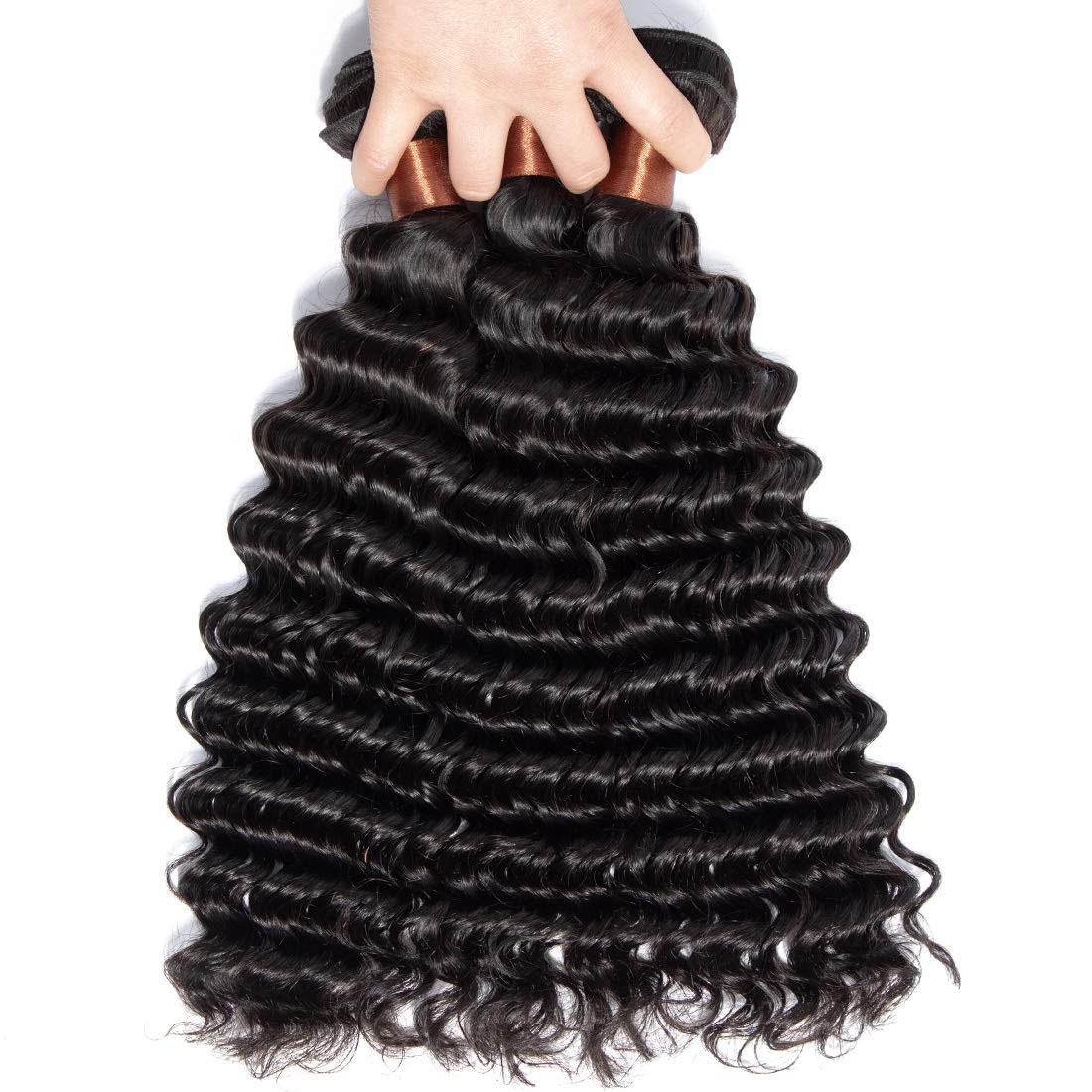 100% Unprocessed Brazilian Virgin Human Hair Bundles - Deep Wave 16 18 20 22 Inches Natural Black Color for Weaving & Styling - Perfect for Salon, Party & Everyday Wear