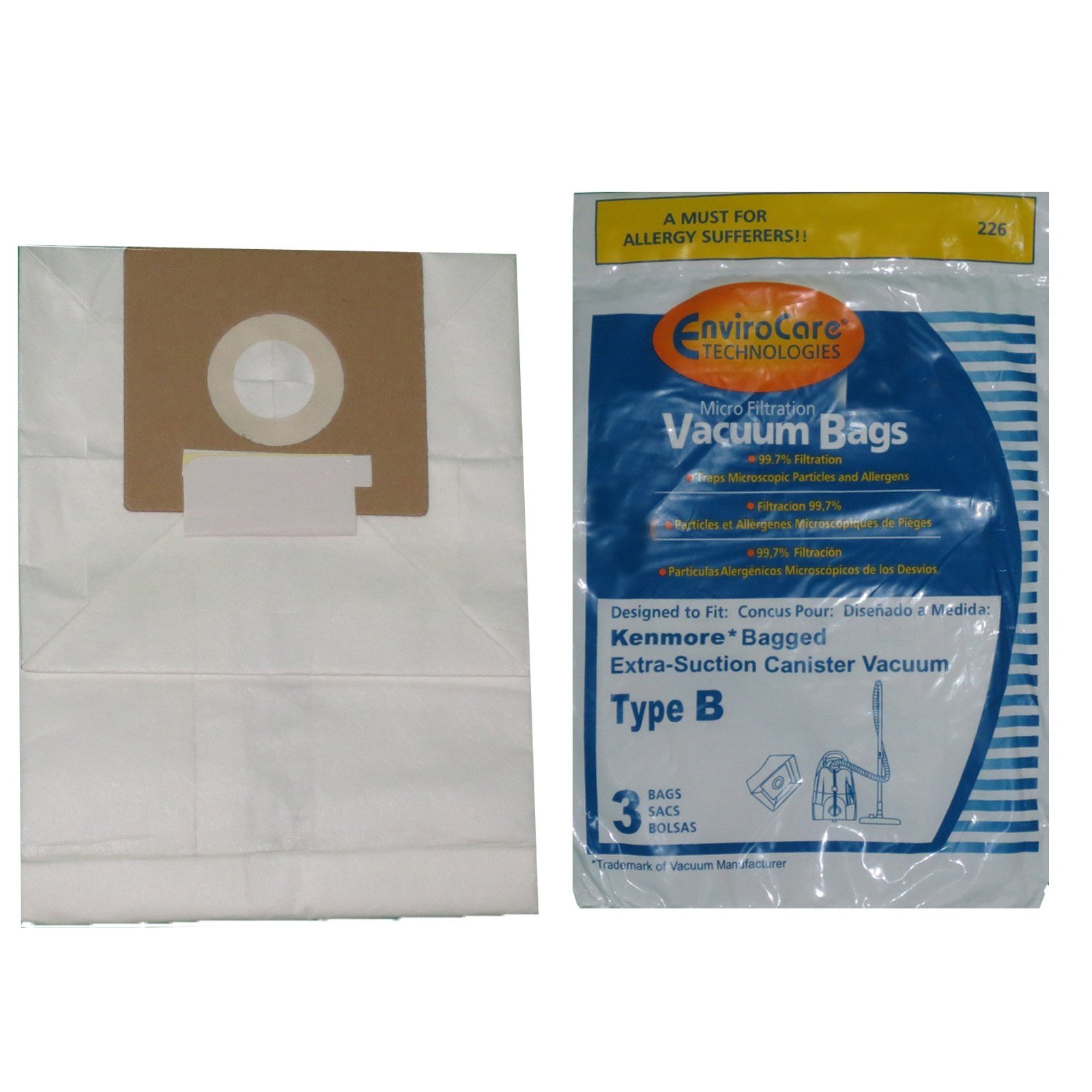 Kenmore Type B Vacuum Cleaner Bags - Allergen Extra-Suction Canister Vacuum Bags (Galaxy Series) - Compatible with Models 85003, 634875, 24196, 20-24196, 0-24196, 115.2496210, 02053278000 - Ideal for Pet Hair, Dust & Allergy Relief in Home Cleaning