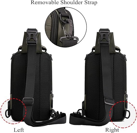 JULEX Men's Waterproof Crossbody Sling Backpack with USB Charging Port - Travel, Hiking & Daily Commute Bag for Men & Women