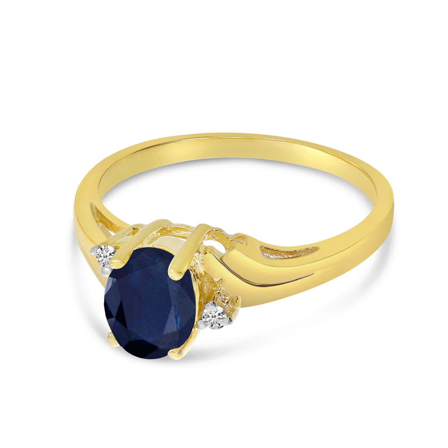 14K Yellow Gold Oval Sapphire and Diamond Ring for Women - Elegant Engagement, Wedding, Anniversary Gift - Perfect for Bridal Jewelry & Special Occasions