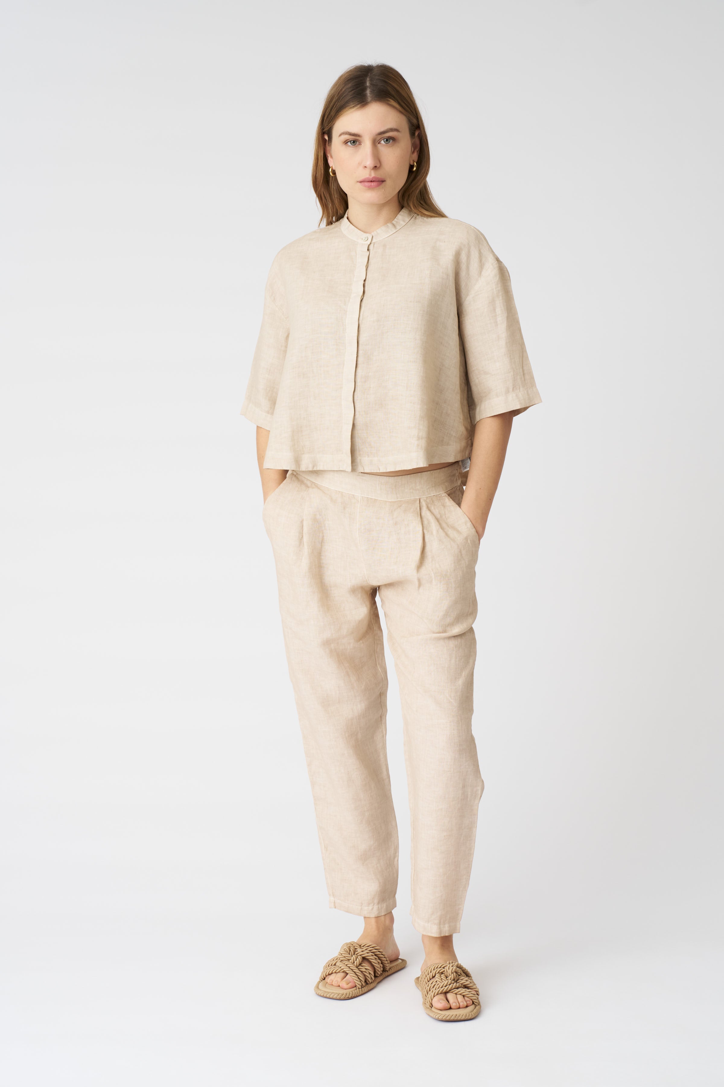Chinese Style Mandarin Collar Cropped Shirt for Women - Vintage Asian Inspired Short Sleeve Blouse - Perfect for Casual Wear, Summer Outfits & Boho Fashion
