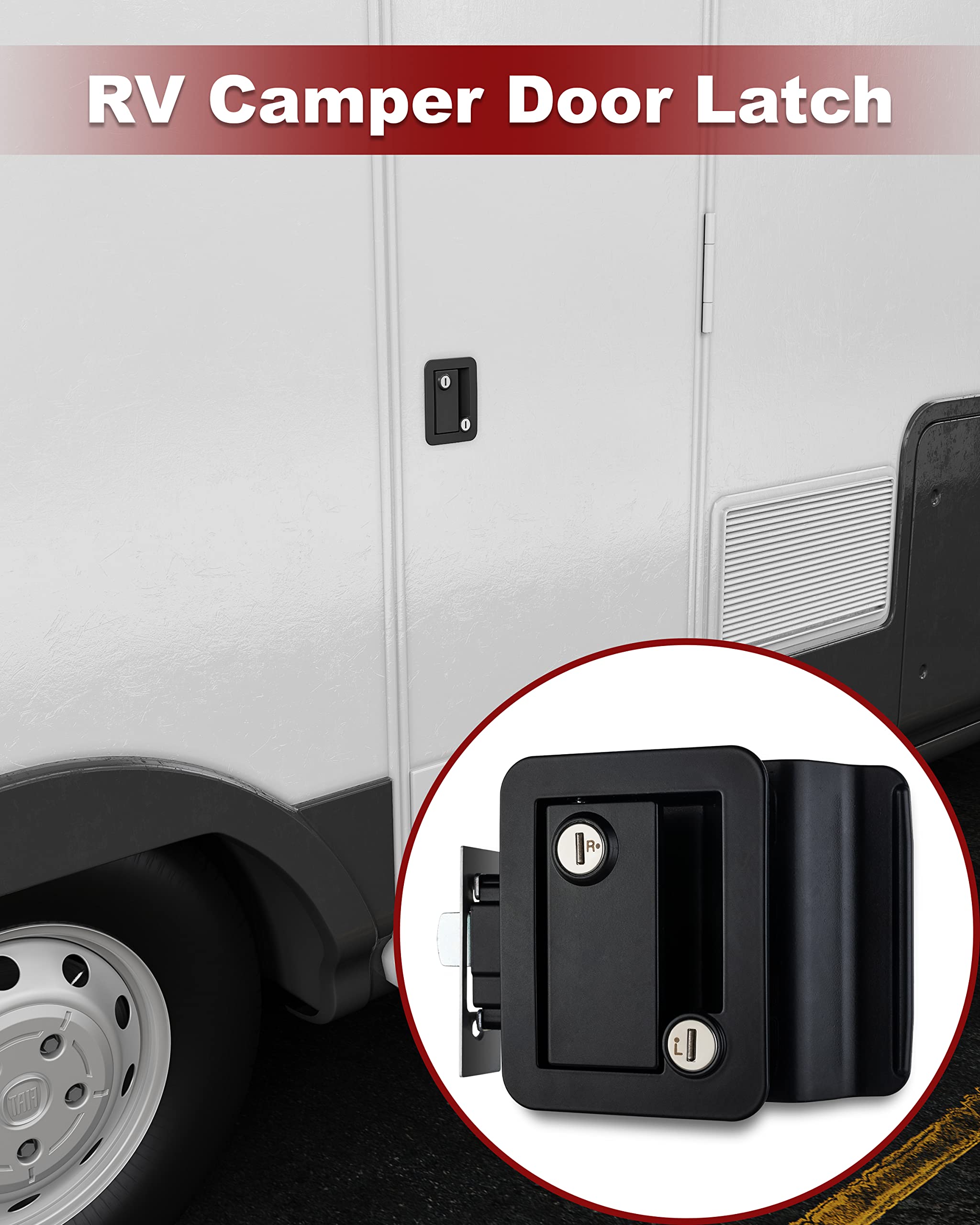 Universal RV Camper Door Lock Latch with Deadbolt & Handle - Heavy Duty Security Lock for Travel Trailers, 5th Wheels & Compartment Doors (Black, 3-Pack with 12 Matching Keys) | Perfect for Outdoor Adventures & Camper Security