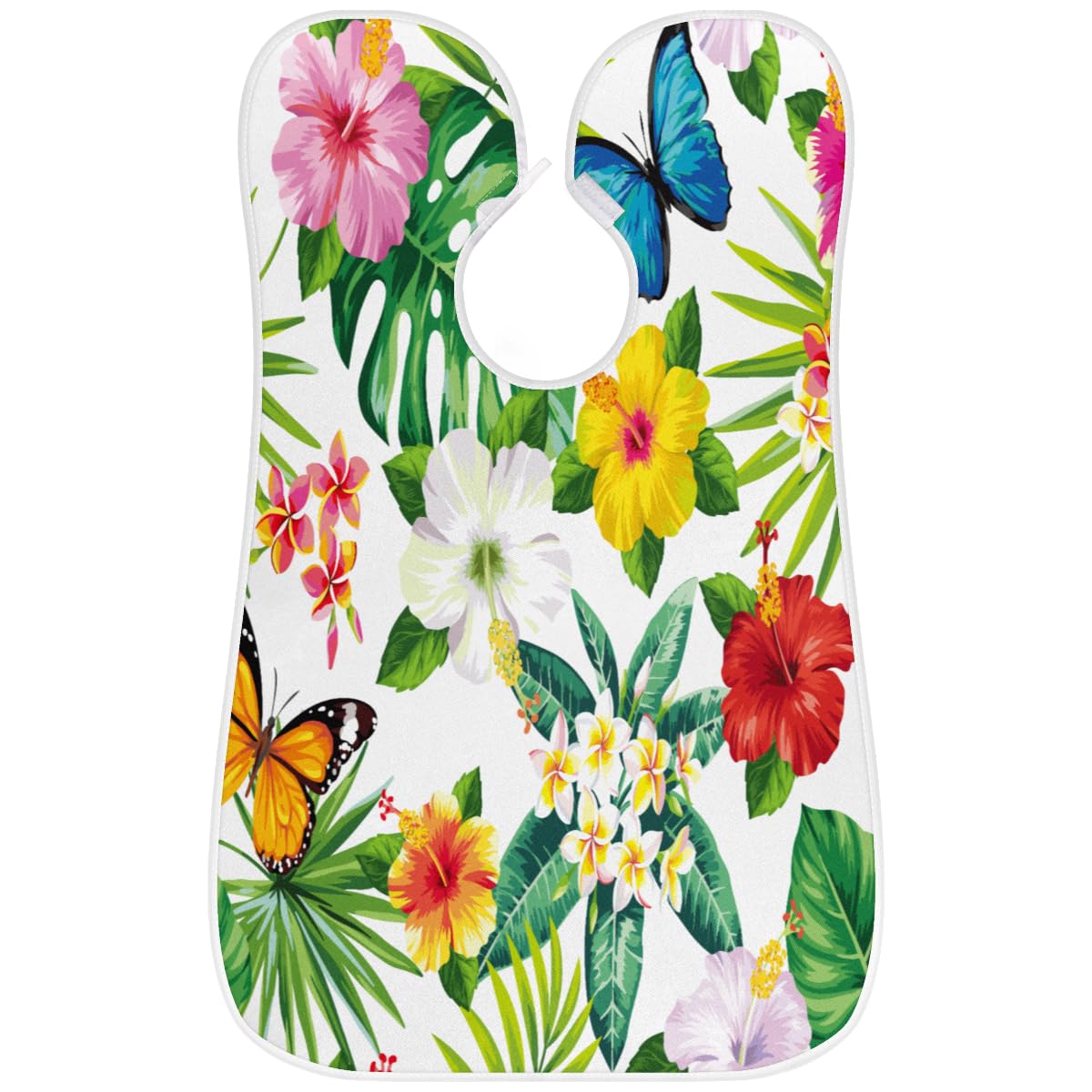 **Non-Slip Beard Bib with Suction Cups - Tropical Floral Hibiscus Butterfly Design for Men - Waterproof Shaving Apron & Grooming Cape - Perfect Gift for Husband, Dad - Ideal for Home Grooming & Barber Shops**