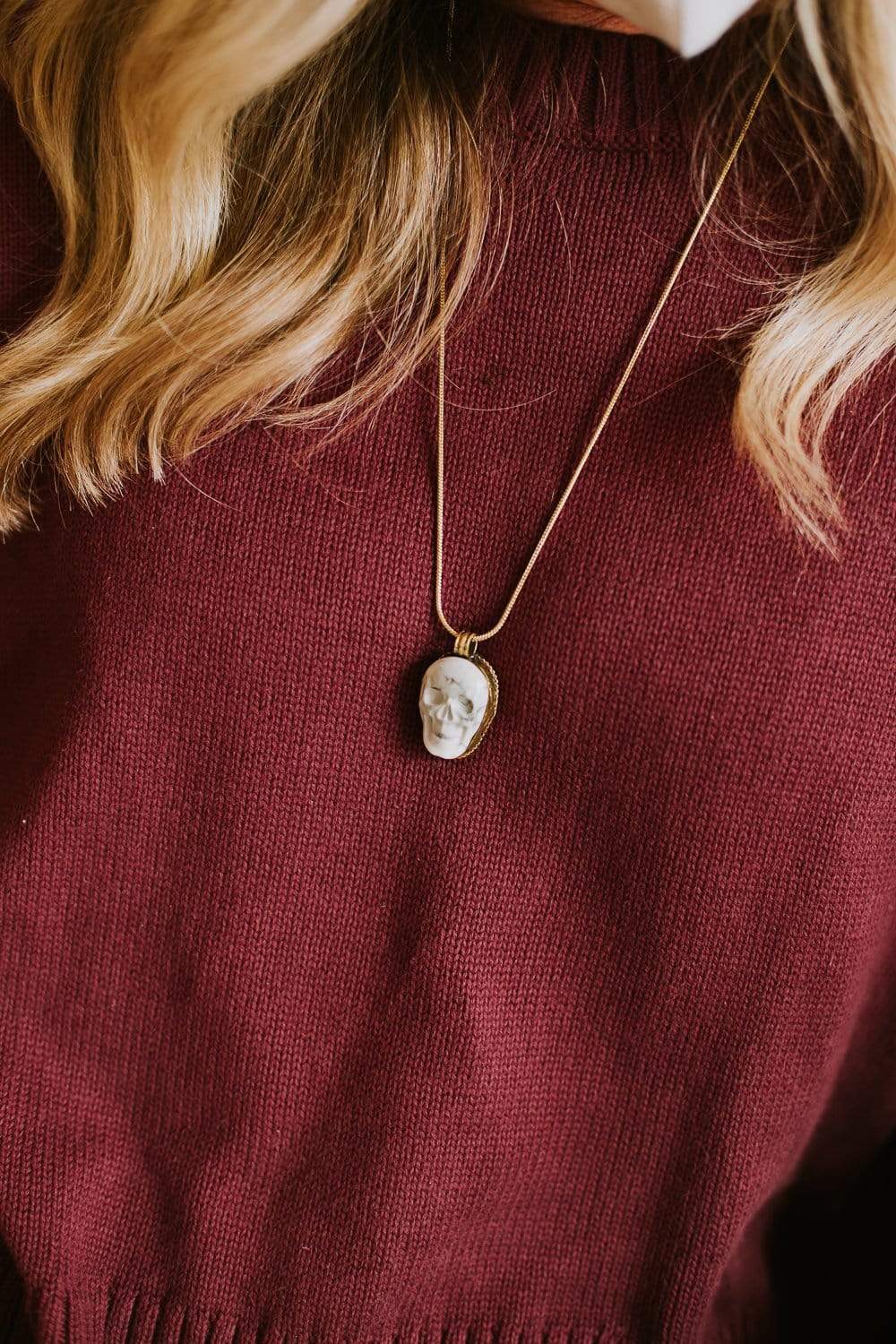 Granite Skull Reminder Necklace - Gothic Jewelry for Men & Women - Perfect for Halloween, Punk Fashion & Unique Gifts