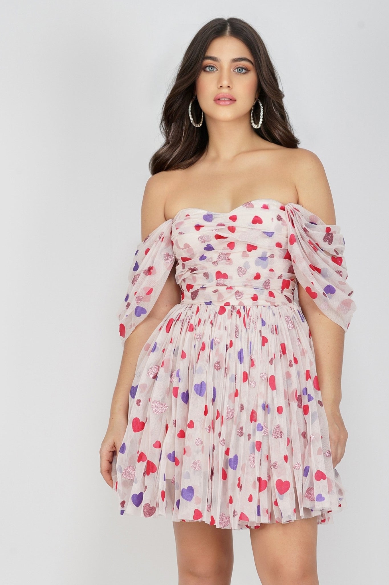 Stylish Sydney Rainbow Heart Mini Dress for Women - Trendy Summer Party Outfit & Casual Date Night Dress