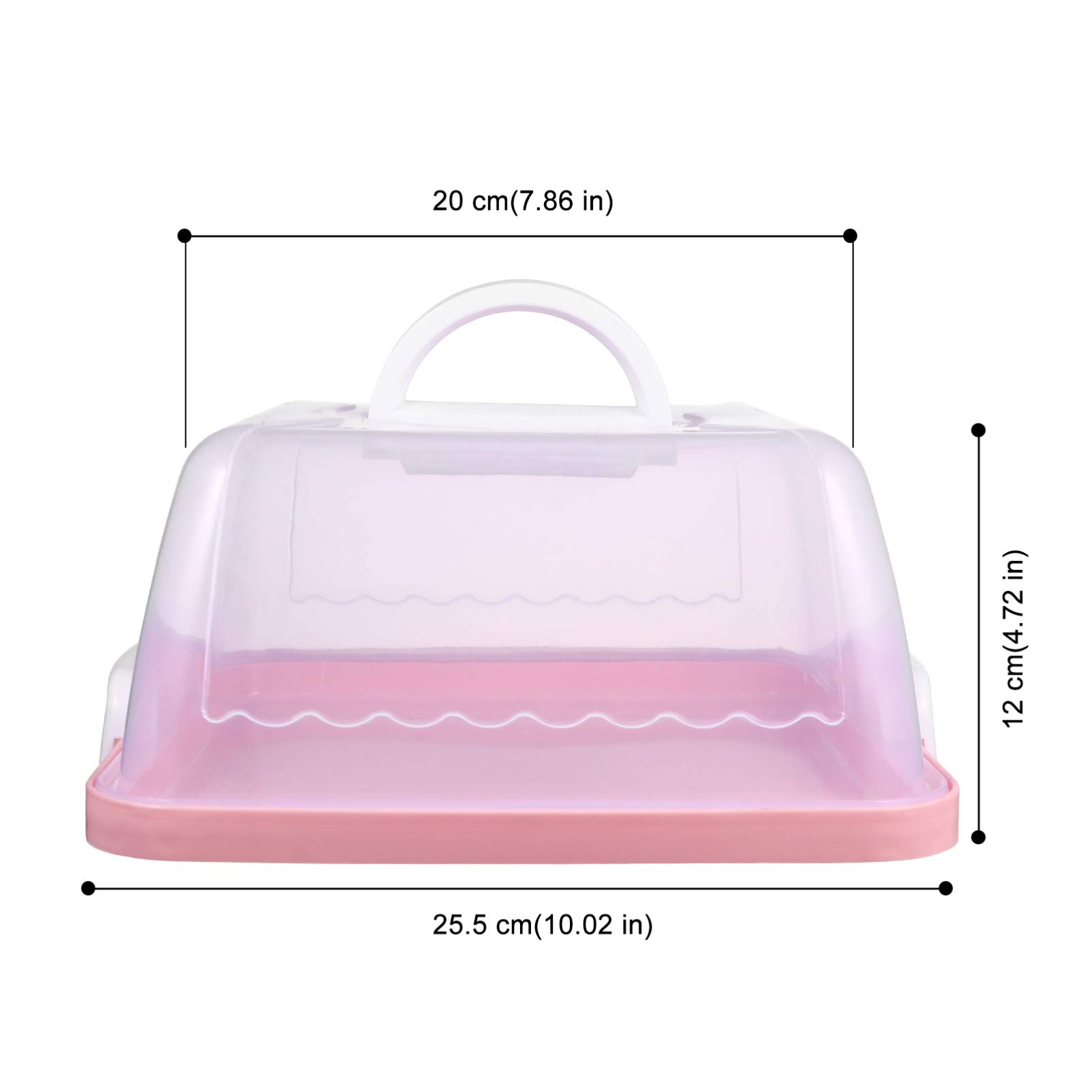 Pink Plastic Cake Carrier with Lid & Handle - Portable Square & Round Cake Container for Birthday, Wedding, Cupcakes - Food Storage Keeper Dome for Home, Bakery & Party Use