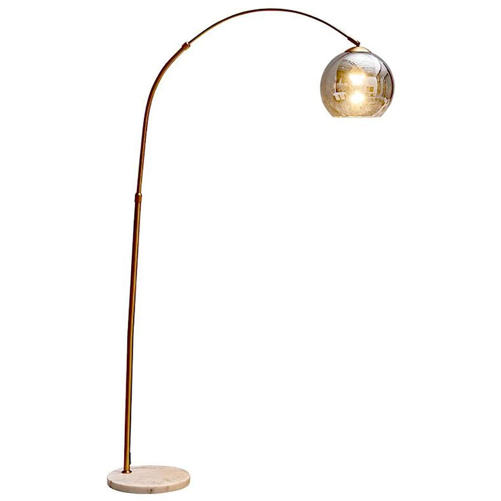 Modern LED Arc Floor Lamp - 3 Color Dimmable, Adjustable Height Standing Light with Glass Shade for Living Room, Bedroom & Office Decor (Gold, 11.8×70.8 Inches) - Perfect for Reading Nook, Cozy Corner & Modern Interior Lighting