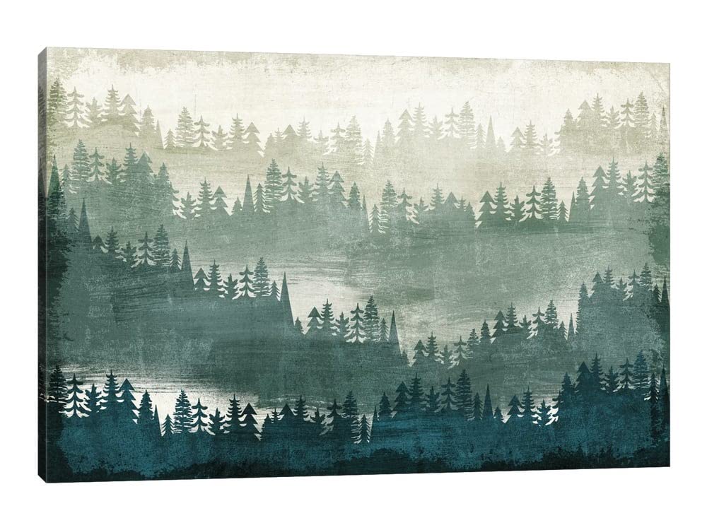 GUTTATY Green Watercolor Canvas Wall Art - Nature Landscape Painting with Mountains & Forest (24x36 Inches, Framed) for Living Room & Bedroom Decor | Perfect for Home, Office & Gift Giving