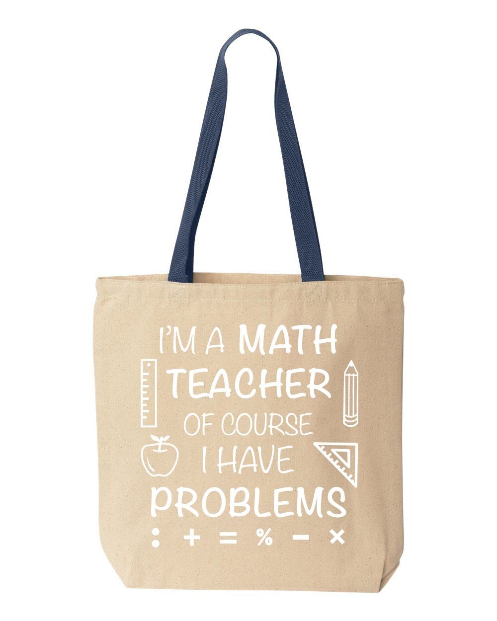Shop4Ever® Math Teacher Gift Tote Bag - Cotton Canvas Reusable Shopping Bag (10 oz) - Perfect for Teachers, School, Work & Groceries