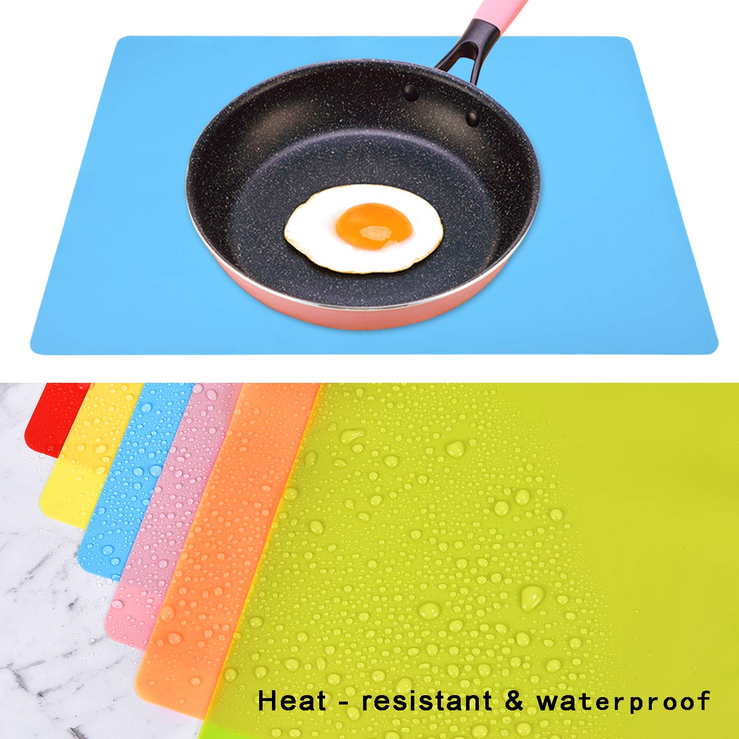 **6-Pack Non-Slip Silicone Placemats for Dining Table – Waterproof, Heat-Resistant, Colorful Kids & Baby Safe (16