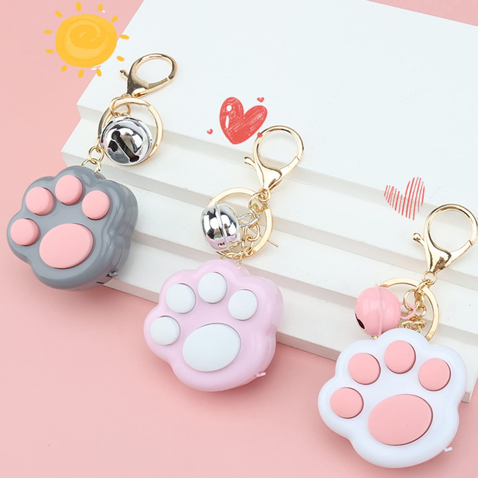 Mini Cat Paw Push Fidget Toy Keychain - Stress Relief Sensory Toys for Kids & Adults with Light & Music | Anxiety Relief, ADHD Focus Tool, Stocking Stuffer Gift (Pink) - Perfect for Office, School, Travel and Relaxation