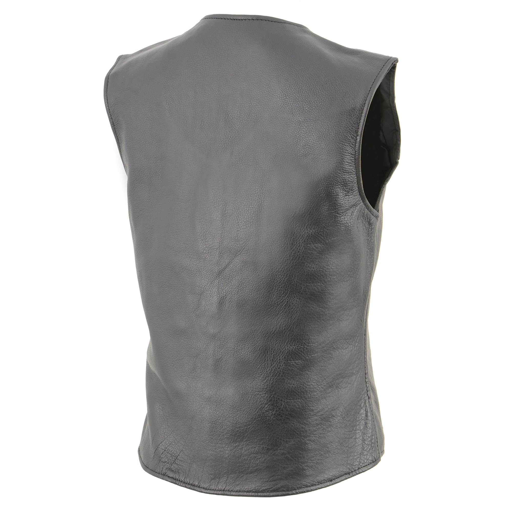 **Milwaukee LKL4701 Women's Snap Front Long Black Leather Vest - Stylish & Durable for Motorcycle Riding, Outdoor Adventures & Casual Wear**