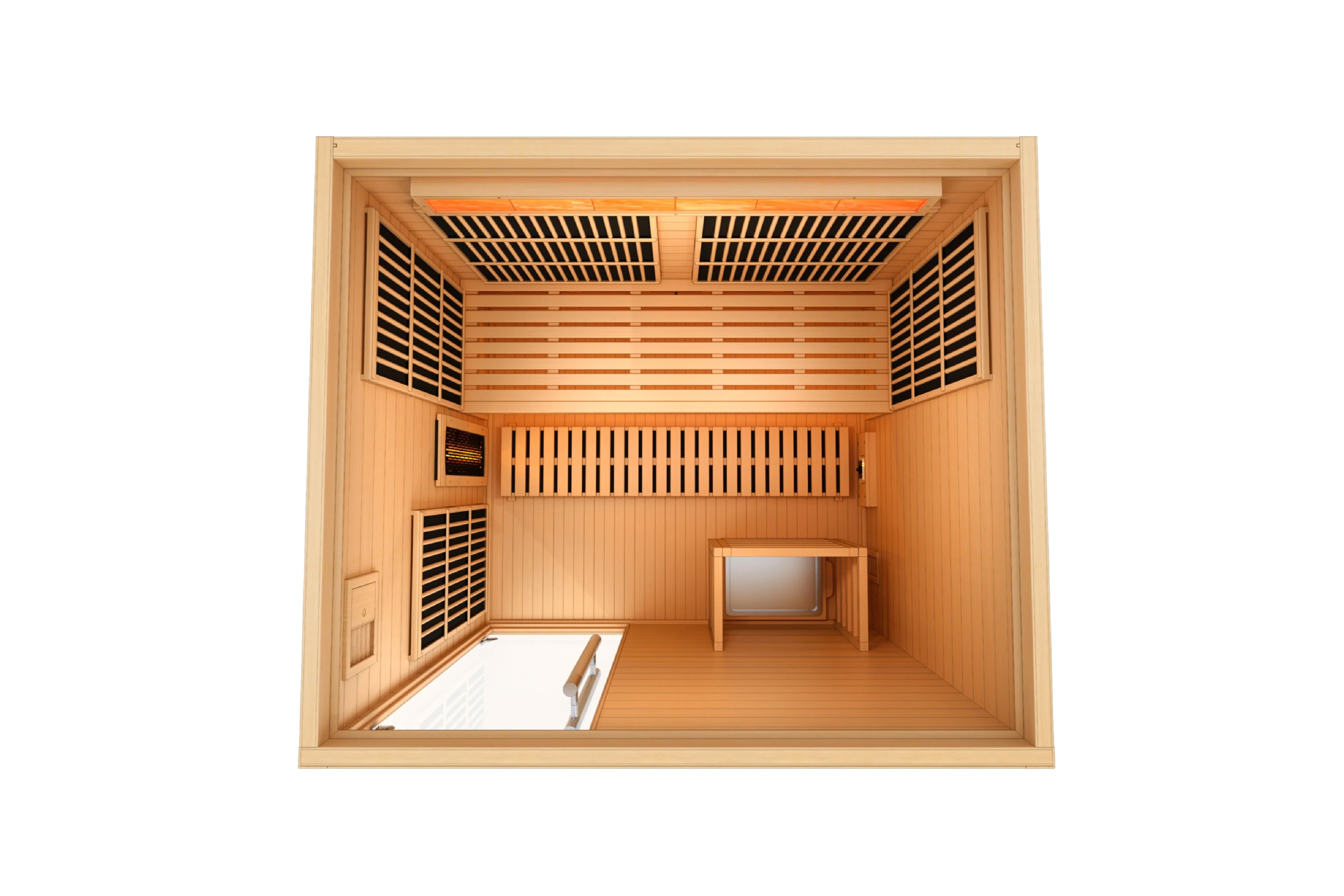 Golden Designs 2025 Soria 3-Person Hybrid Sauna for Indoor Use - Full Spectrum Infrared & Traditional Steam with Harvia Stove - Perfect for Home Relaxation, Detox & Muscle Recovery