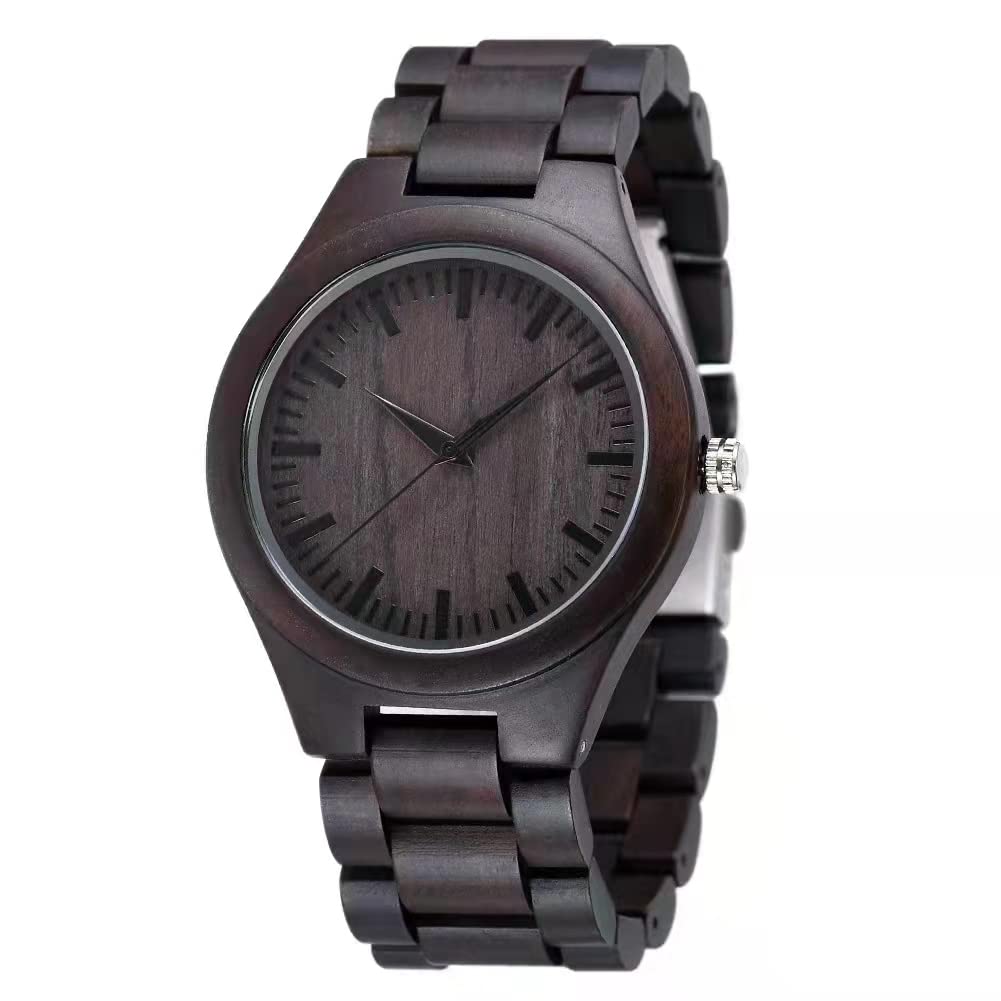 Stylish Walnut Brown Men's Wooden Analog Quartz Watch with Genuine Wood Strap - Perfect for Business, Casual & Outdoor Activities