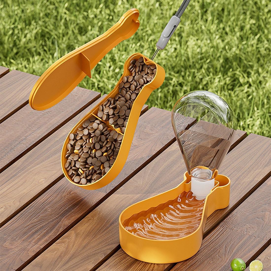 2-in-1 Pet Travel Food & Water Container - Portable Chicken Leg Shaped Bowl for Dogs & Cats | Perfect for Hiking, Camping & Road Trips