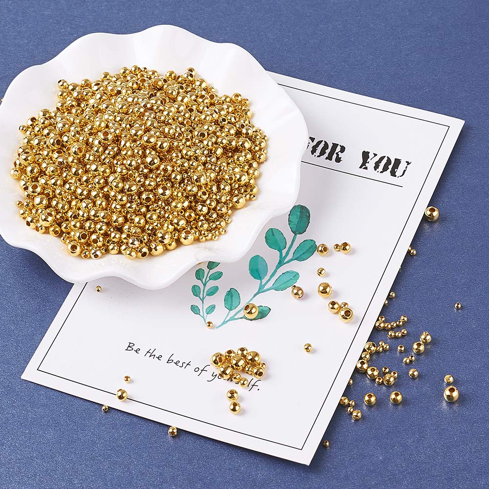 Cheriswelry 200g 2-5mm Golden Iron Round Bead Spacers - Mixed Size Smooth Metal Ball Beads for DIY Jewelry Making, Craft Findings - Perfect for Bracelets, Necklaces, Earrings & Handmade Jewelry Designs