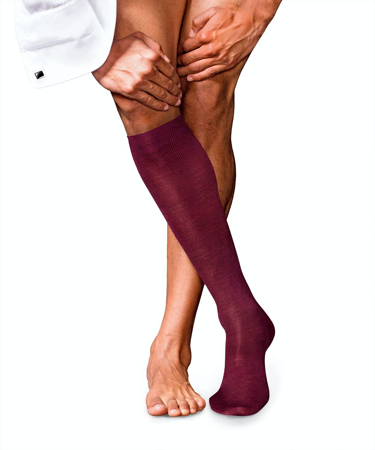 FALKE Men's No. 6 Knee-High Socks - Lightweight & Breathable Merino Wool Silk Blend - Premium Soft & Luxurious Stockings (1 Pair) - Perfect for Business, Travel & Winter Warmth