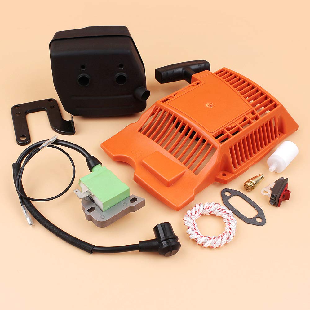 HUSQVARNA 268 272 272XP Chainsaw Recoil Pull Starter Ignition Coil Muffler Kit - Replacement Parts 503615571 - Perfect for Chainsaw Repair & Maintenance