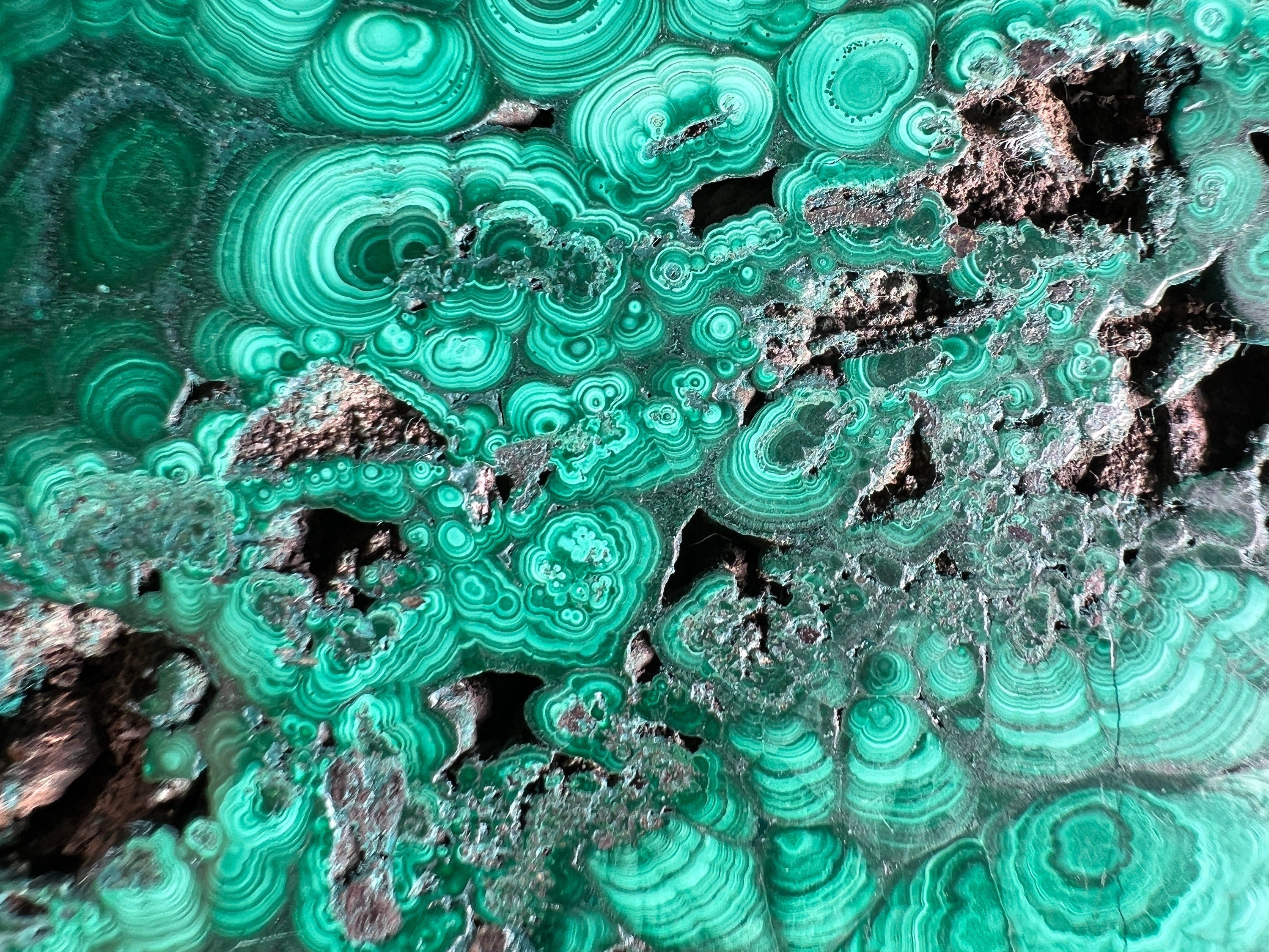 Natural Green Malachite Crystal Slab - Premium Stone for Jewelry Making, Unique Handcrafted Gift & Elegant Home Decor (50431) - Perfect for DIY Crafts, Meditation Spaces & Luxury Interior Design