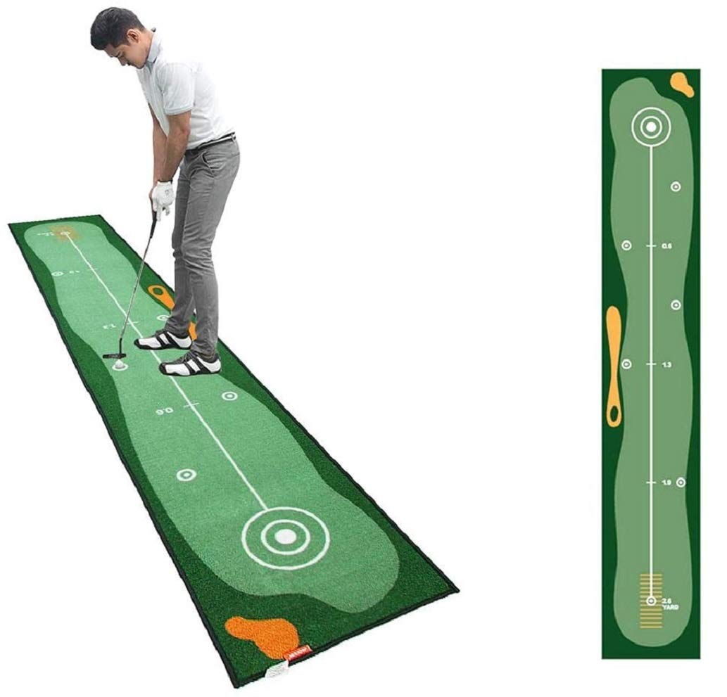 Premium Golf Putting Mat for Indoor & Outdoor Use - Anti-Slip, Odorless Training Green with Challenging Putter - Perfect for Home Office, Man Cave or Backyard Practice
