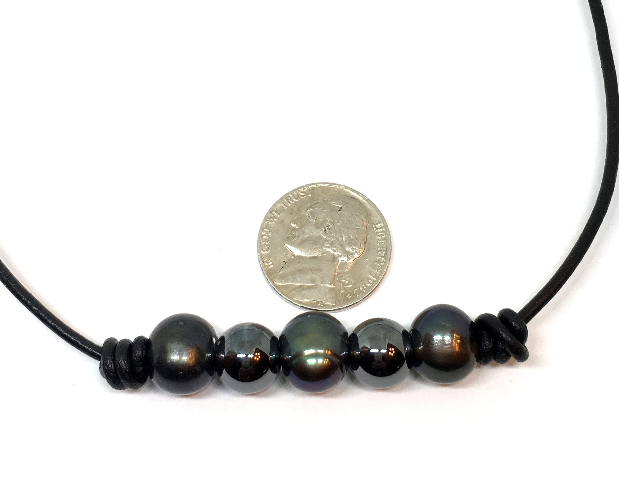 Elegant Black Cultured Freshwater Pearl & Hematite Leather Necklace for Women - Perfect for Weddings, Parties & Special Occasions
