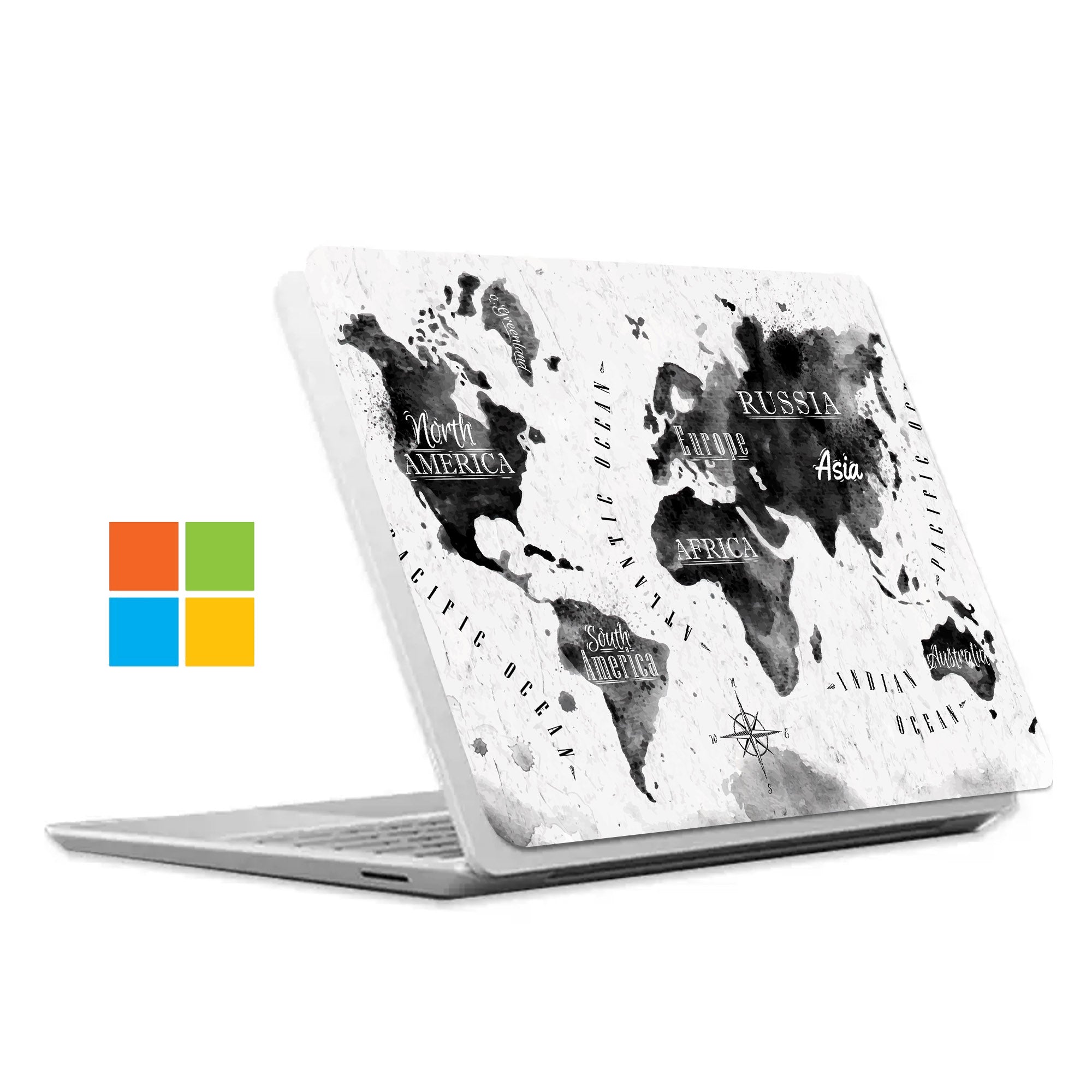 Premium Surface Laptop Case with World Map Design - Durable Protective Cover for Microsoft Surface Laptop 1/2/3/4 - Perfect for Travel, Business & School Use