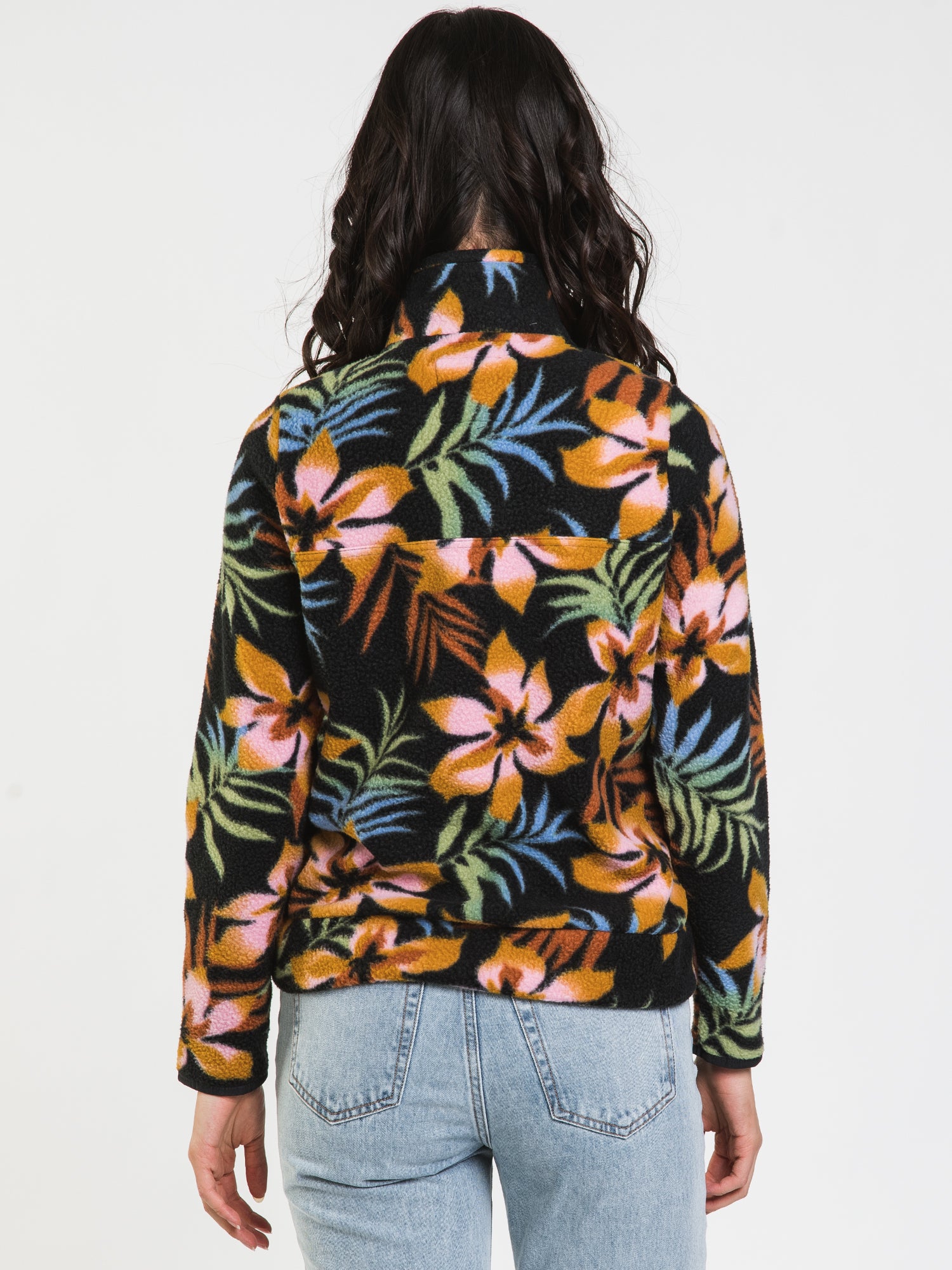BILLABONG BOUNDARY MOCK 1/2 ZIP PULLOVER - ALL OVER FLOWER PRINT - WOMEN'S LIGHTWEIGHT FLEECE TOP - CLEARANCE SALE - Perfect for Hiking, Yoga & Casual Wear