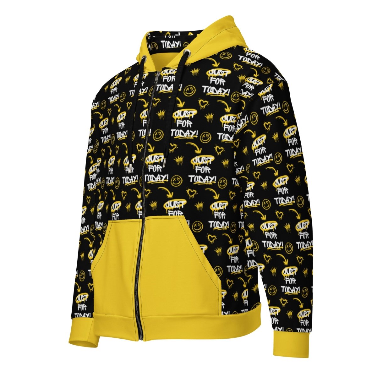 Just for Today Graffiti Unisex Zip Hoodie - Resilient & Stylish Streetwear for Urban Fashion & Casual Wear