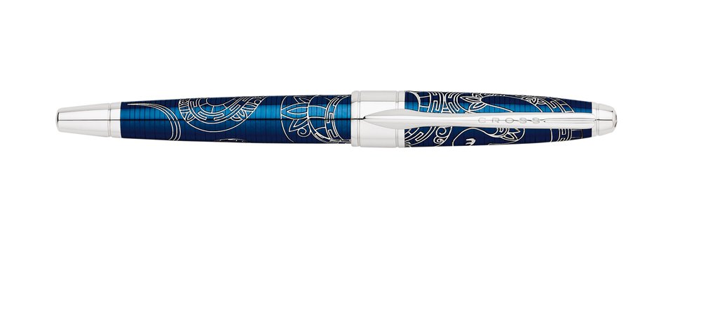 Year of The Snake Rolling Ball Pen - Blue Lacquer Gift for Chinese New Year, Zodiac Collectible, Smooth Writing for Office, School & Journaling