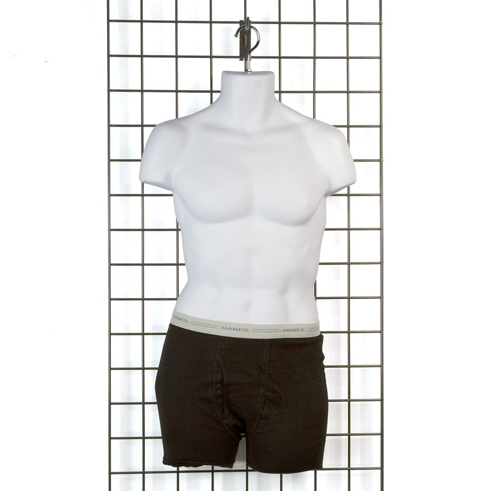 Men's Adjustable White Hanging Torso Mannequin for Clothing Display - Perfect for Retail Stores, Fashion Boutiques & Photography Studios