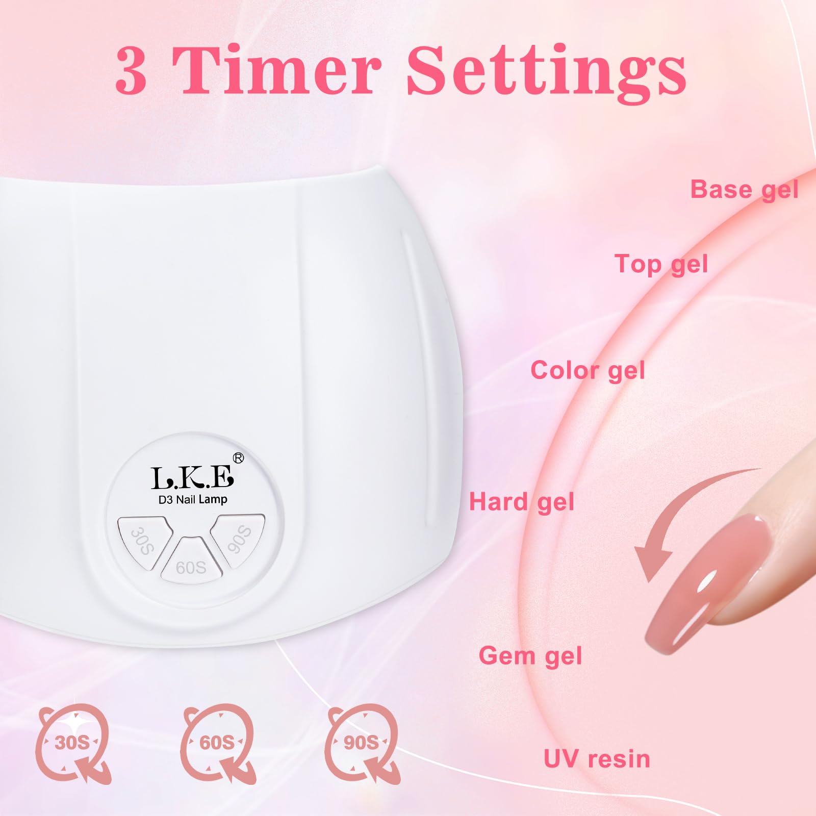 ARCWEISSO 72W UV LED Nail Lamp for Gel Polish - Fast Curing with 21 LED Beads & Auto Sensor - Includes Base/Top Coat Set - Perfect for Home Manicures, Nail Salons & DIY Nail Art Gifts for Women