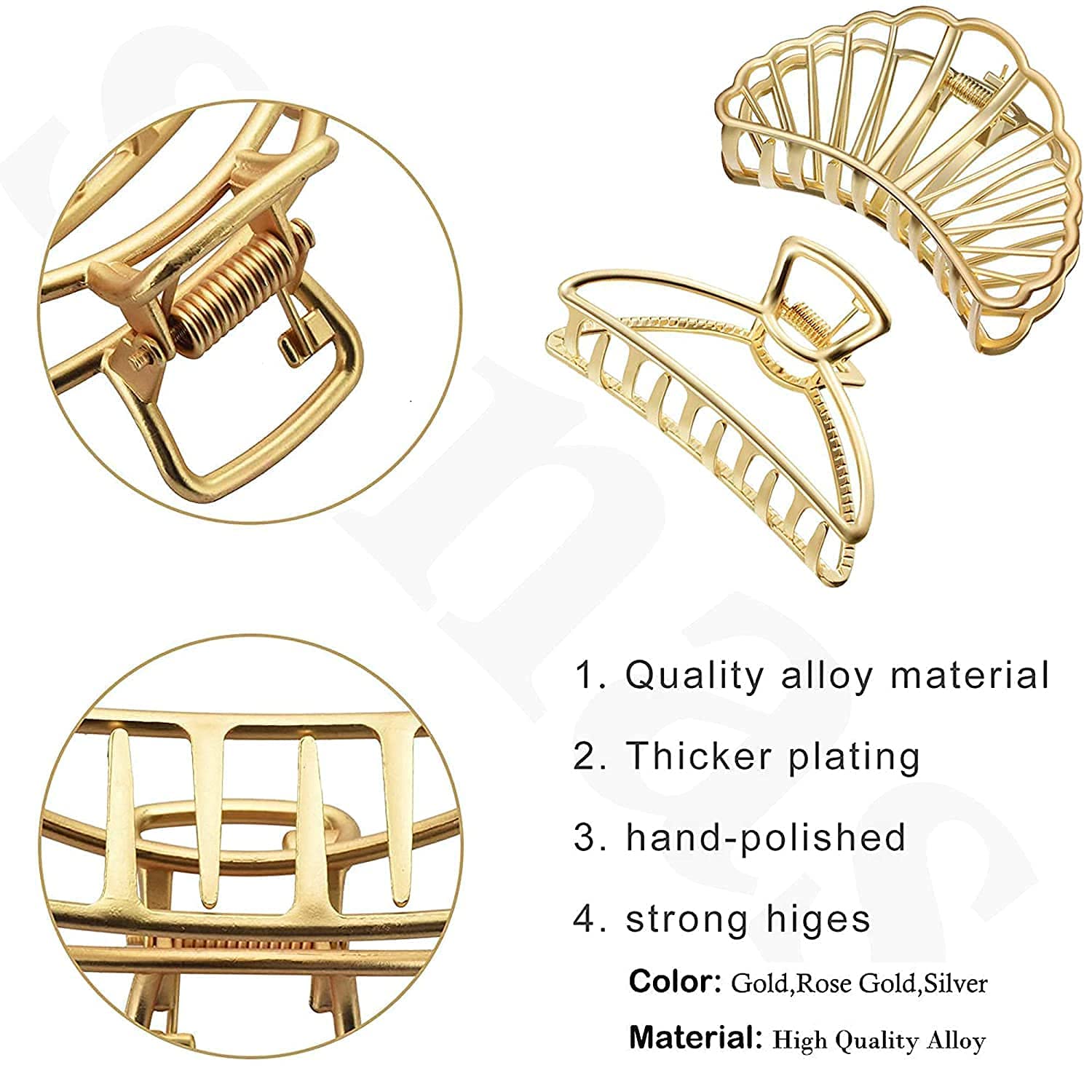 Starvis 6-Piece Korean Minimalist Metal Hair Clips Set - Gold, Silver, Black & Rose Gold Alloy Hair Claws for Women & Girls | Perfect for School, Work, Parties & Everyday Hairstyles