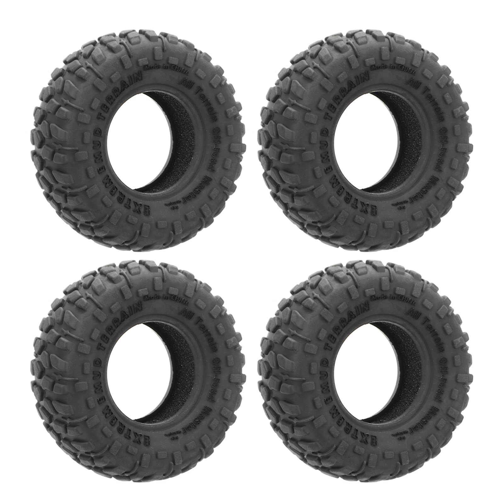 1.0 Inch RC Tires 4Pcs - Soft Rubber All Terrain Replacement Tyres for Axial SCX6 1/6 Scale RC Car - Perfect for Off-Road Crawling, Rock Racing & Trail Adventures