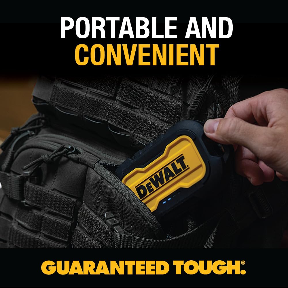 DEWALT 10,000mAh Portable Charger Power Bank with USB-C - Fast Charging for iPhone 16/16 Plus/16 Pro/16 Pro Max, iPhone 15 Series, iPhone 14/13, Samsung Galaxy - Perfect for Travel, Camping & Emergency Power Backup