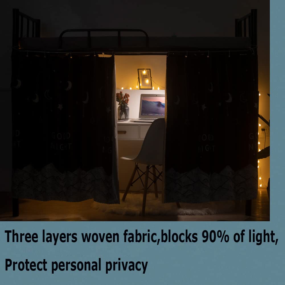 Blackout Bed Canopy for Dorm Bunk Beds - Single Sleeper Privacy Curtain with Dust Protection | Lightproof Bed Tent for College Dormitory, Home & Travel Use