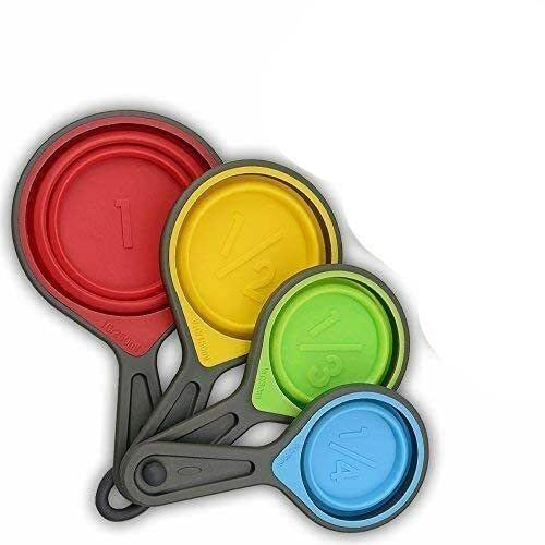 AWED 8-Piece Collapsible Silicone Measuring Cups & Spoons Set - Space-Saving Kitchen Essentials for Baking, Cooking & Meal Prep - Perfect for Home Chefs, Camping & Small Kitchens