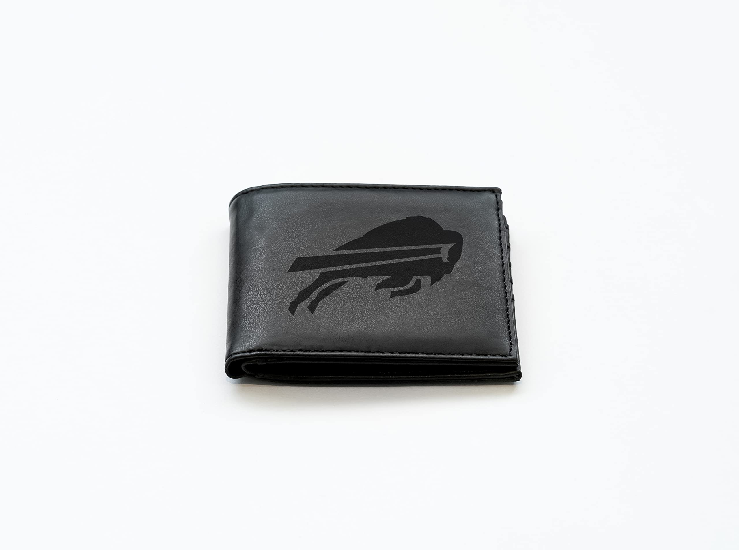 NFL Laser Engraved Slim Billfold Wallet for Men - Genuine Leather Money Clip Wallet - Perfect Gift for Football Fans (Game Day, Tailgating, Sports Events)