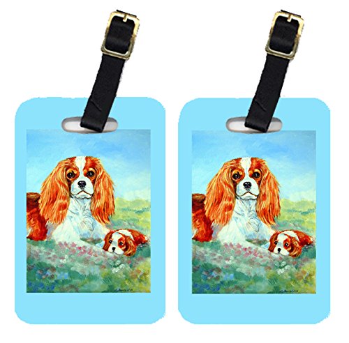 Caroline's Treasures 7019BT Set of 2 Large Multicolor Cavalier King Charles Spaniel Dog Mom Love Luggage Tags - Perfect for Travel, Suitcases & Pet Lovers Gifts