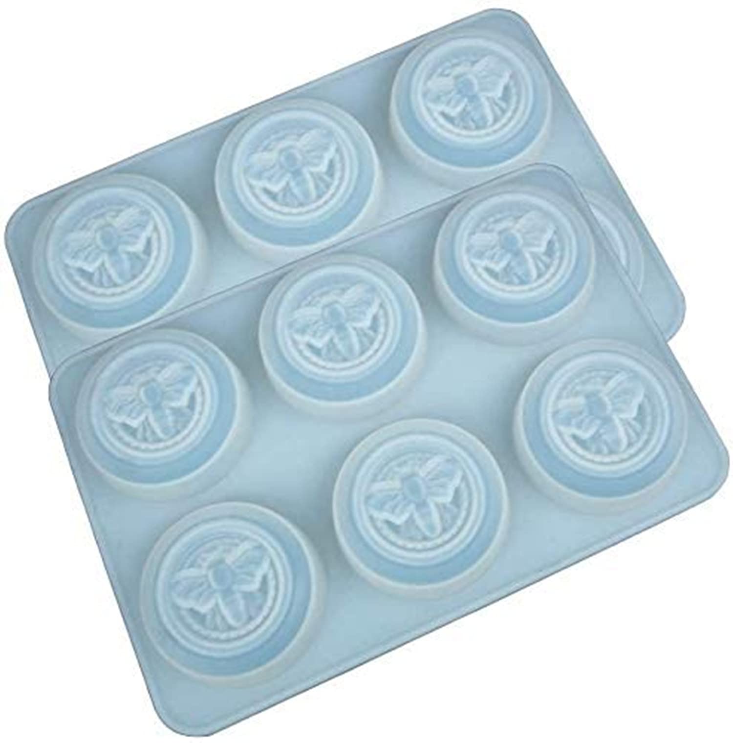 Healthcom 6-Cavity Bee Honeycomb Silicone Molds for Soap, Cupcakes & Chocolate - 3D Round Beehive Baking Pan for DIY Cake, Bath Bomb, Jelly Candy Making (2-Pack) - Perfect for Home Baking, Party Treats & Handmade Gifts