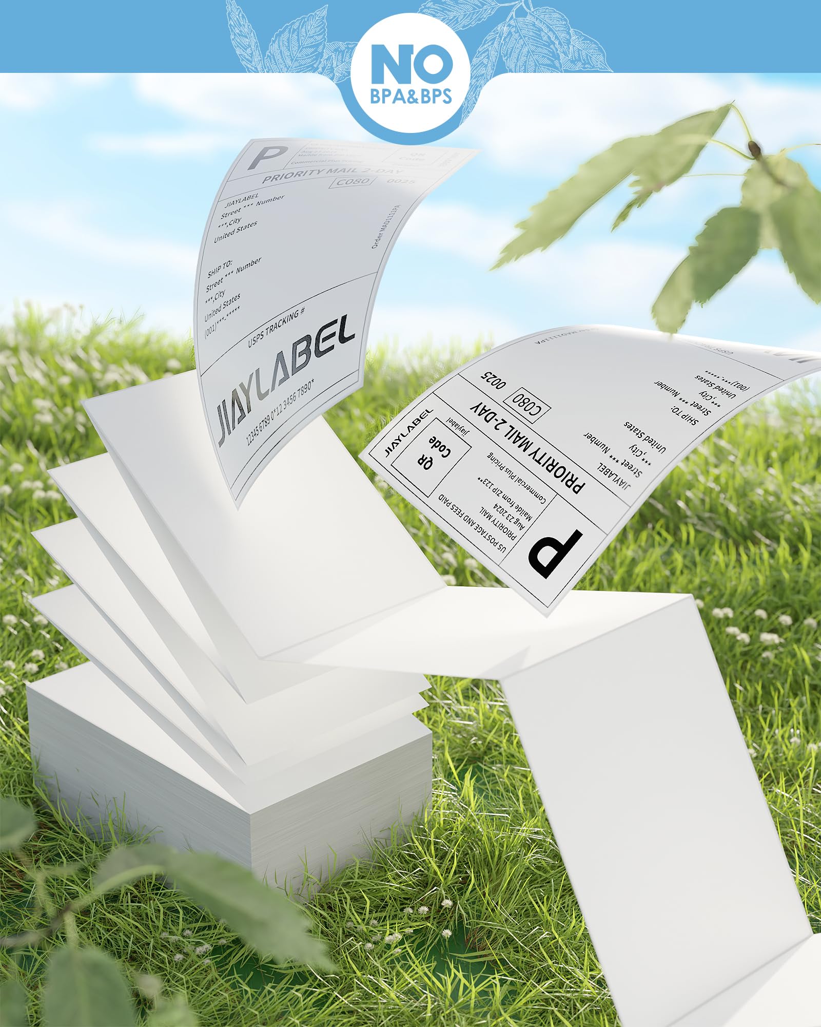 4x6 Thermal Shipping Labels - 500 Fanfold Stickers for USPS, UPS, FedEx | Compatible with Thermal Label Printers | White Address Labels for Packing & Mailing | Perfect for E-commerce, Small Business & Home Shipping