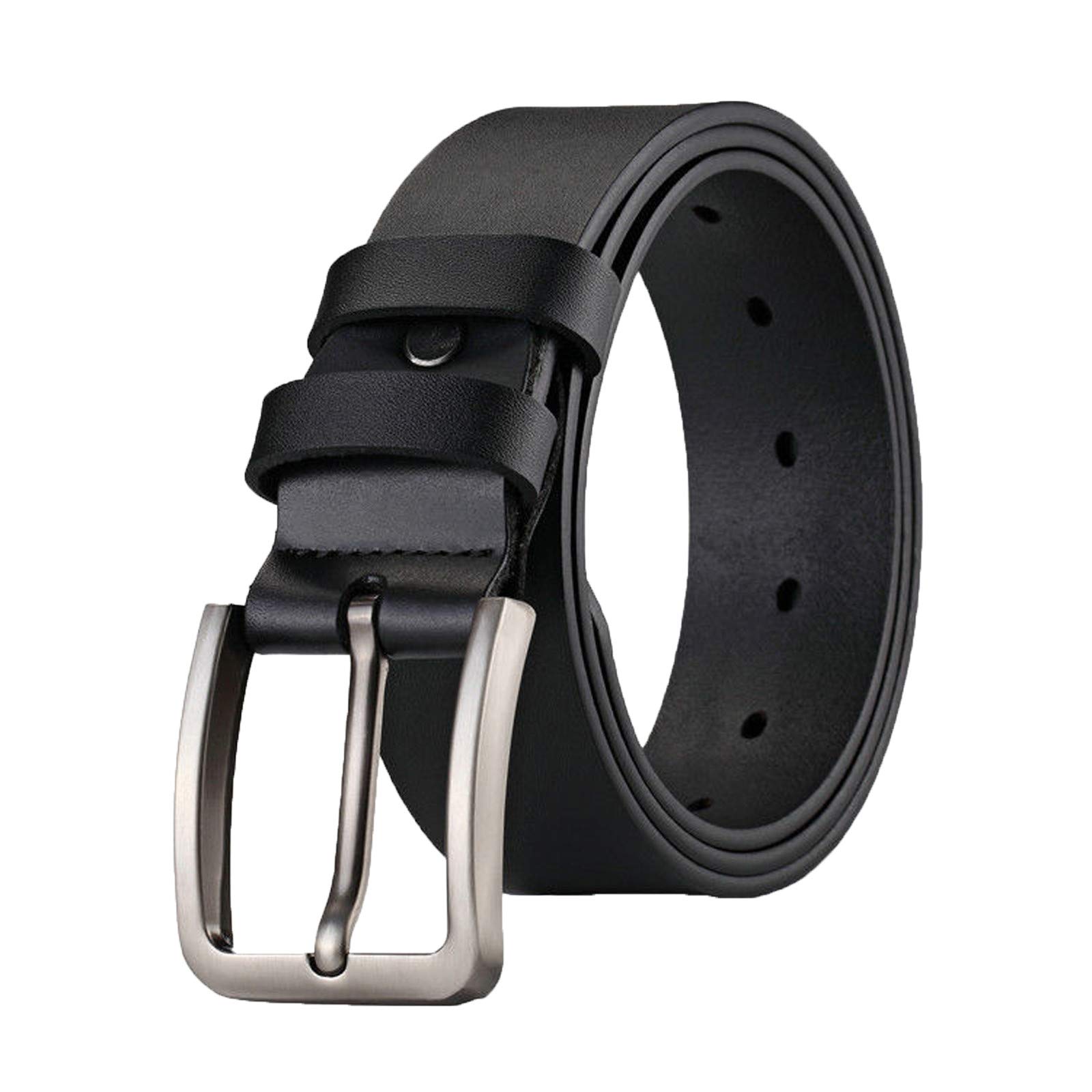 Premium Brown Leather Belts for Men - Genuine Cowhide with Classic Buckle, Single Layer Perforated Design | Perfect for Office, Casual Wear & Formal Occasions