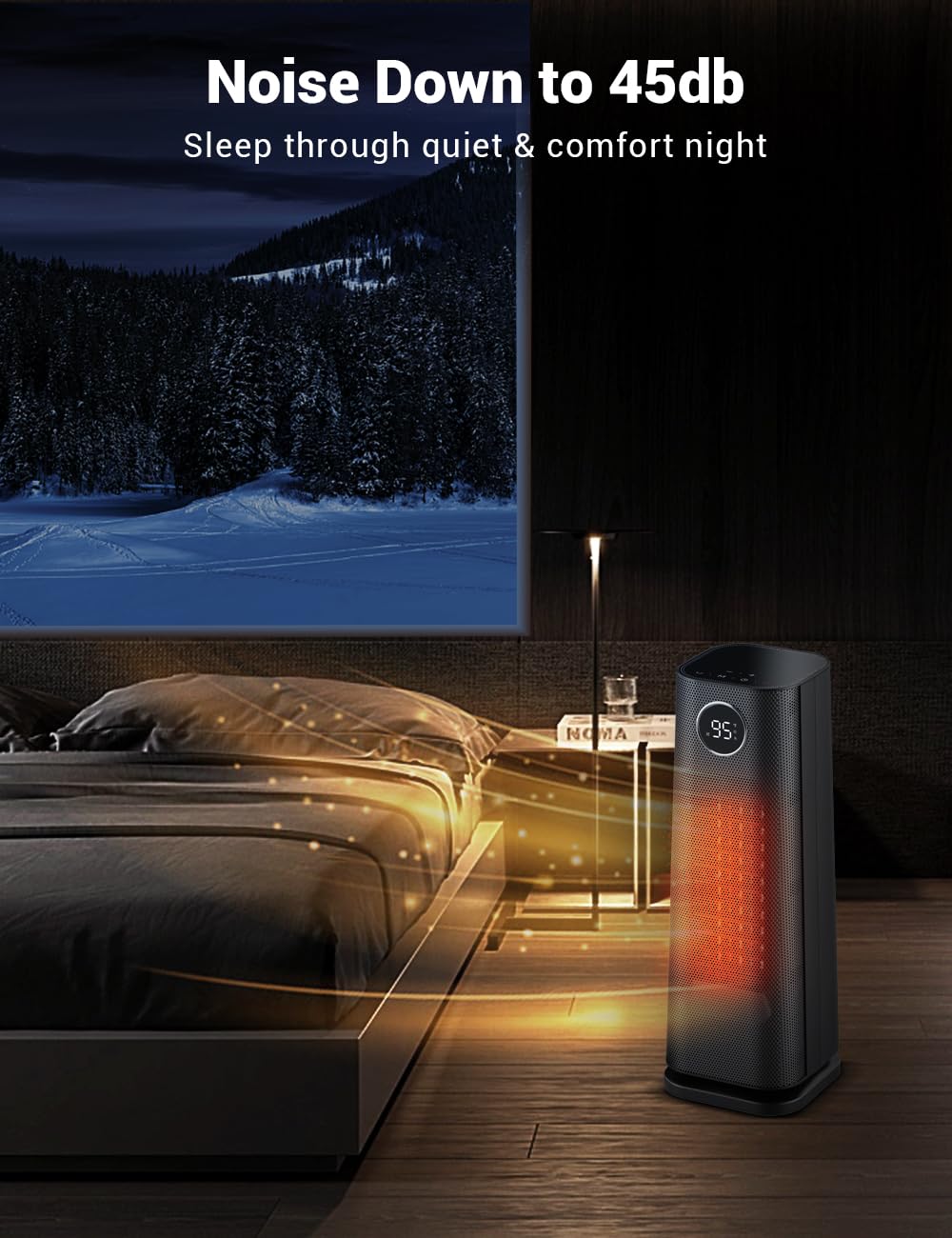2023 Upgraded 1500W Fast Heating Ceramic Space Heater with Thermostat - 4 Modes, 24H Timer & 70° Oscillation - Portable Electric Heater for Office, Bedroom & Indoor Use - Remote Control Included for Convenient Home & Workspace Heating