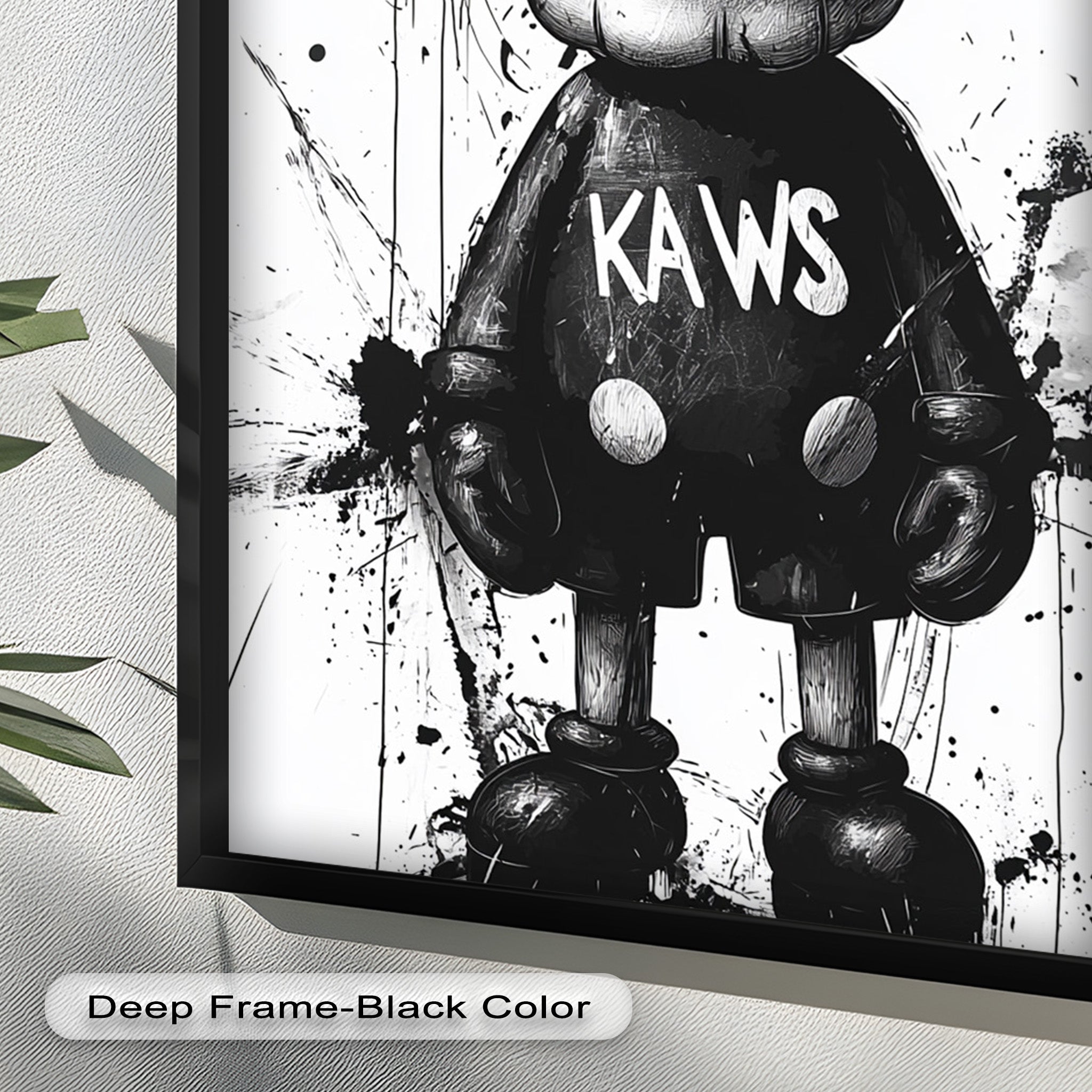 KAWS Graffiti Oil Painting - Black & White Figure Artwork for Home Decor & Gift Ideas | Modern Wall Art for Living Room, Bedroom & Office