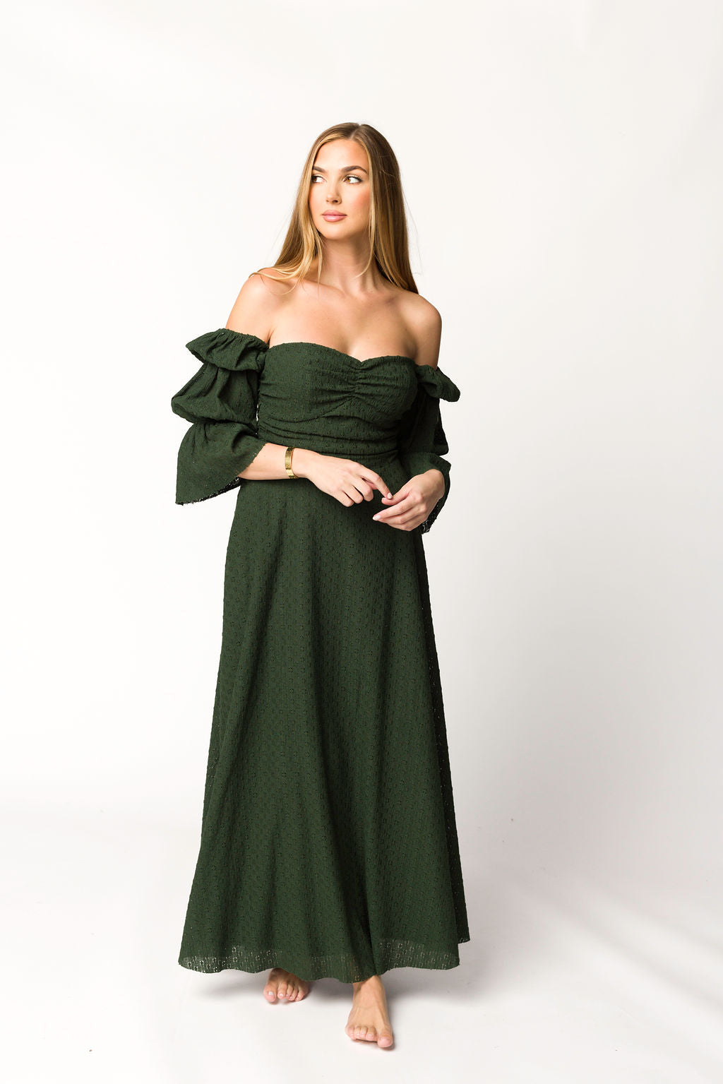 Corrine Women's Maxi Dress with Pockets - Flowy Long Summer Dress in Hunter Green for Beach, Vacation & Casual Wear