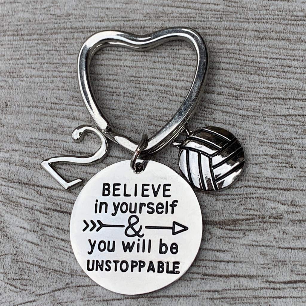 Personalized Volleyball Keychain - Unstoppable Number Keyring for Volleyball Players - Motivational Sports Gift for Men & Women - Perfect for Team Gifts, Tournaments & Player Appreciation