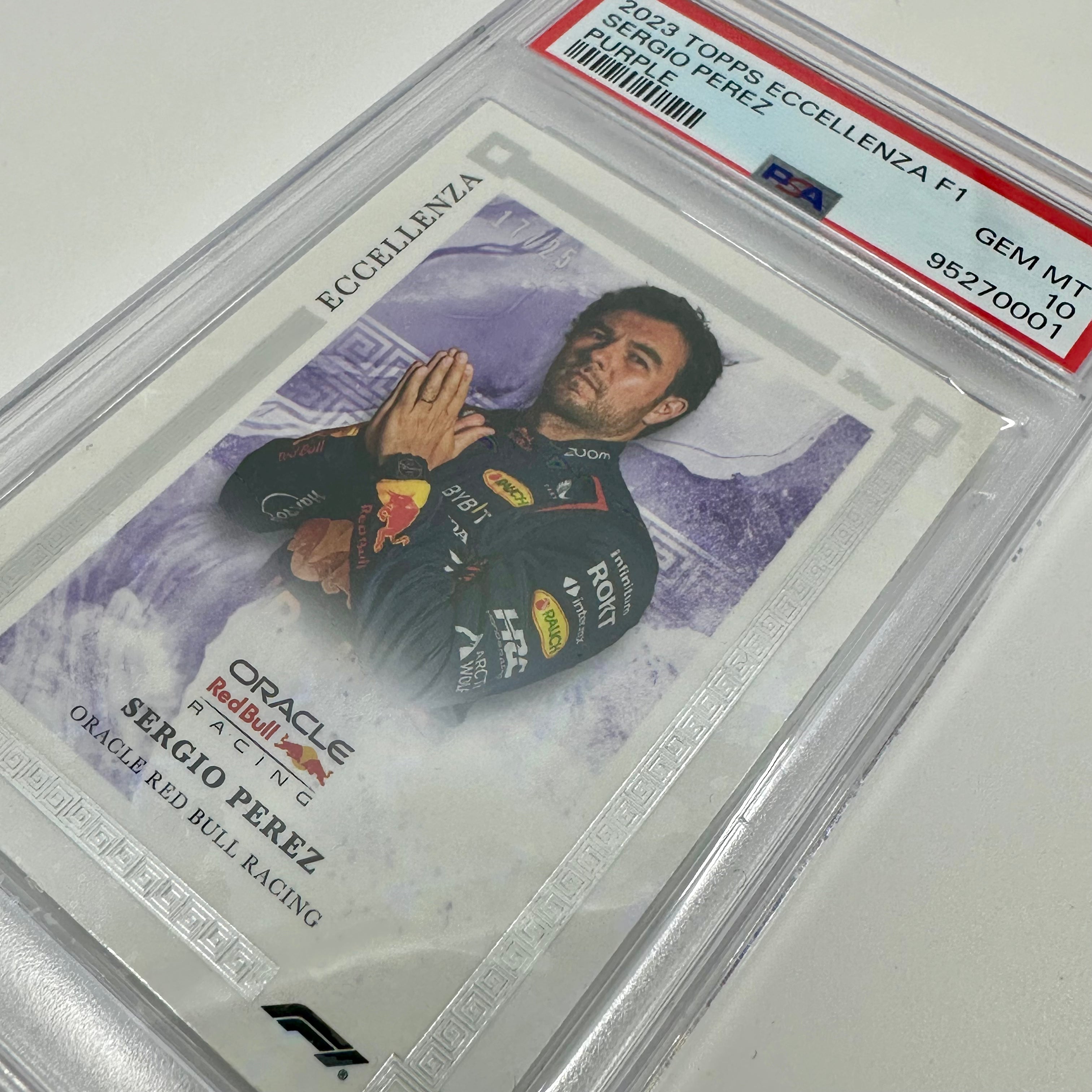 2023 Topps Eccellenza PSA 10 Sergio Perez Purple Parallel Card 17/25 - Rare F1 Racing Collectible for Sports Memorabilia & Trading Card Enthusiasts