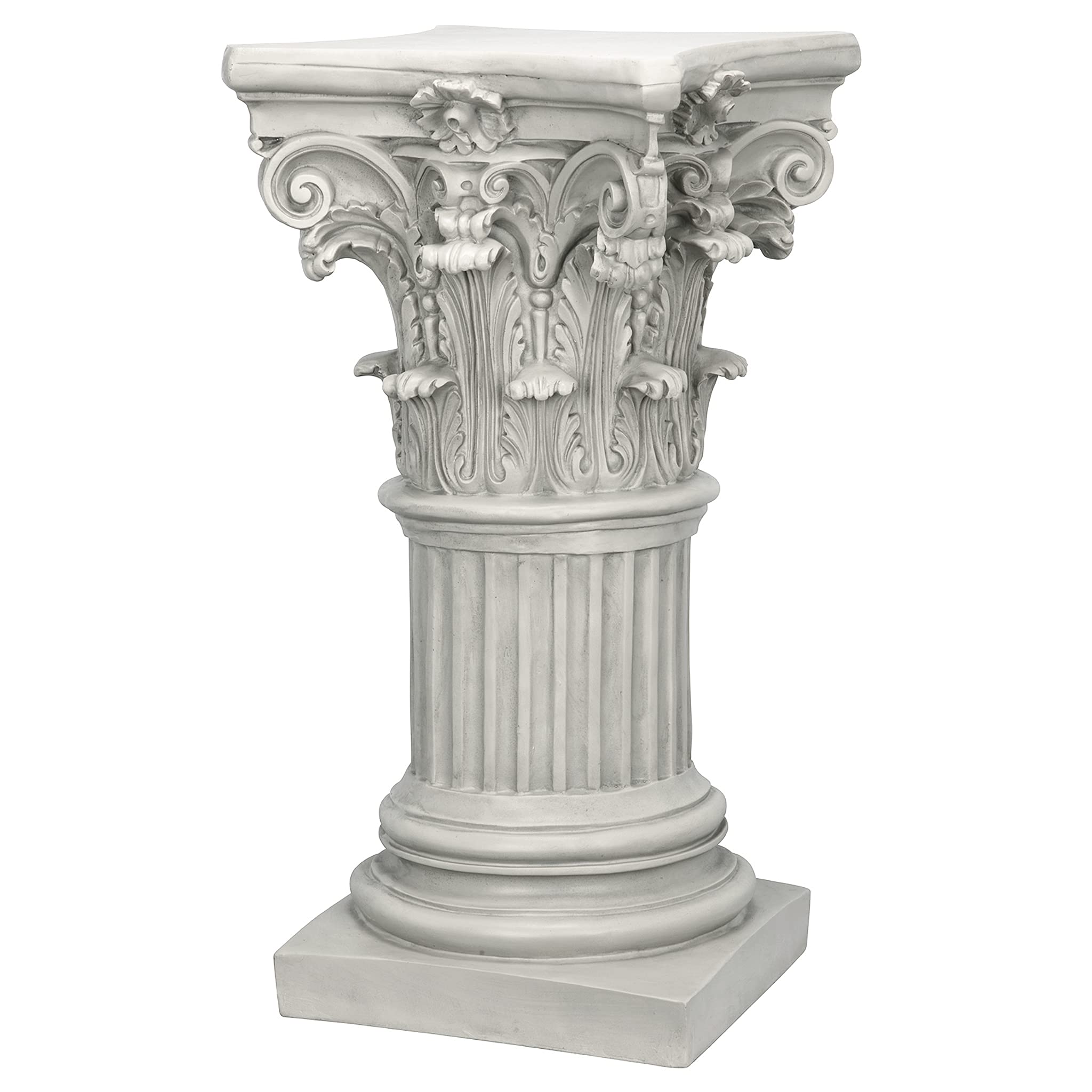 Design Toscano Corinthian Pedestal Column Plant Stand - 29 Inch Tall Cast Stone Resin with Antique Finish | Indoor/Outdoor Garden Decor, Home & Office Display