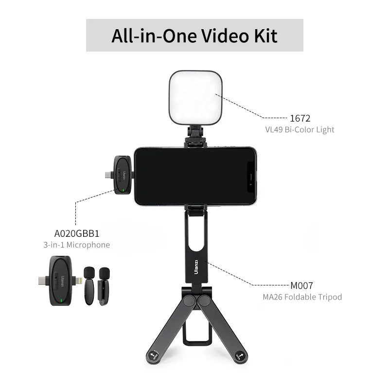 Ulanzi MA26 Foldable Pocket Phone Tripod Stand with Bluetooth Remote - Compact & Portable for iPhone, Android, Vlogging, Travel, YouTube, TikTok, Live Streaming