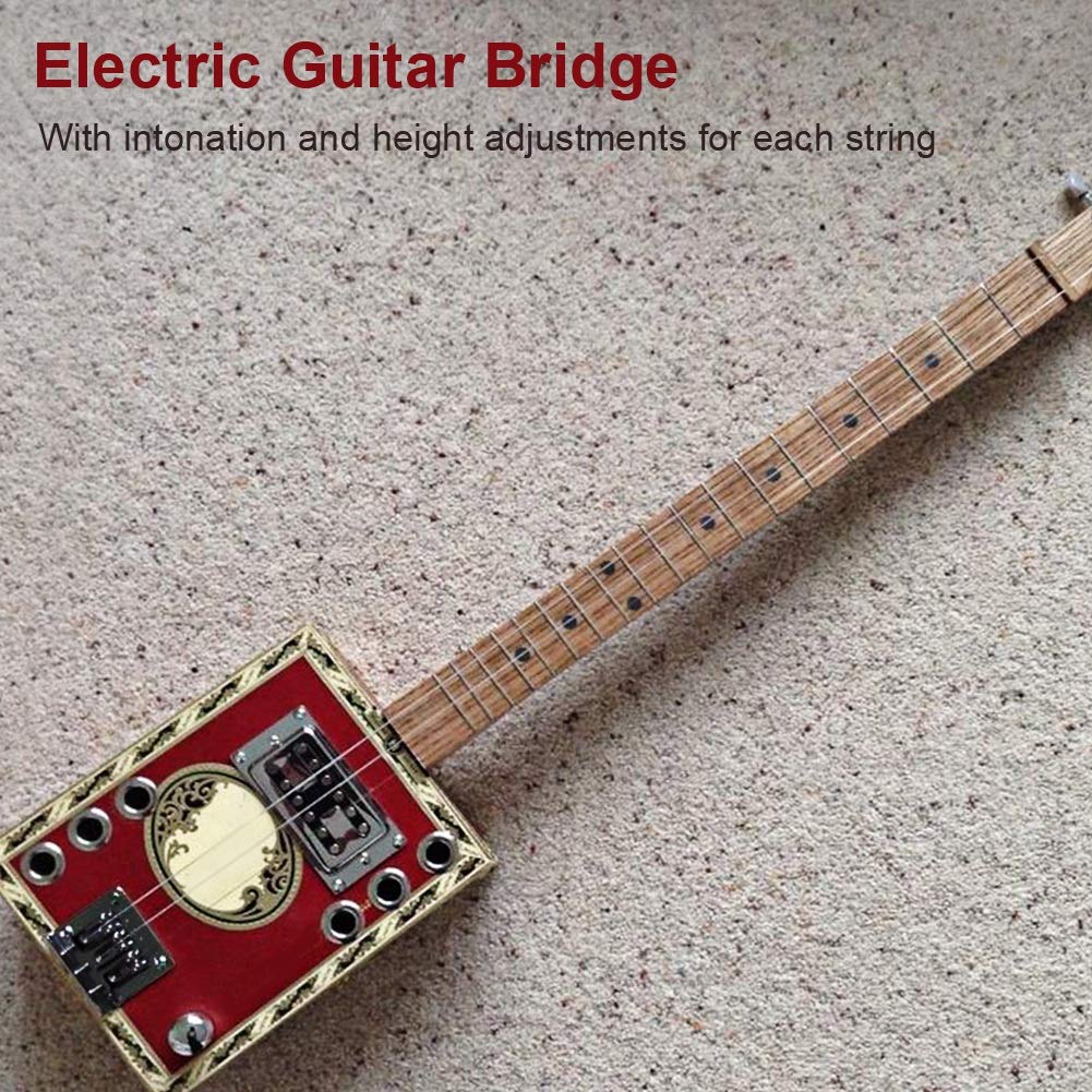 3-String Fixed Electric Guitar Bridge Replacement with 4 Screws - Compatible with Cigarbox Guitars | Perfect for DIY Guitar Repair & Upgrade Projects